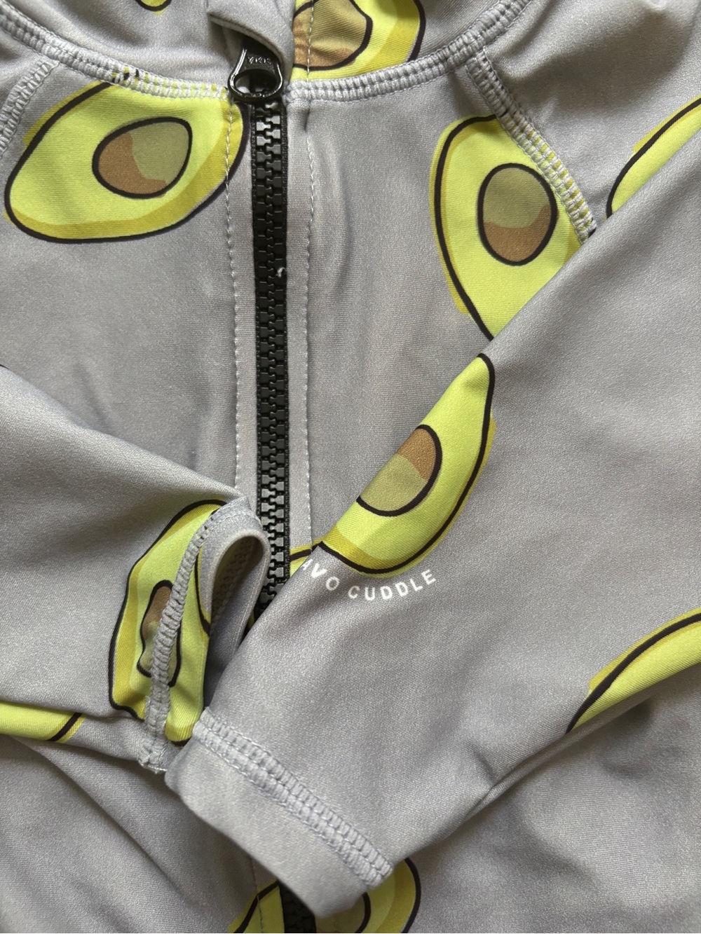 Kids Grey Avocado Zip-Front Rash Guard Swim Top